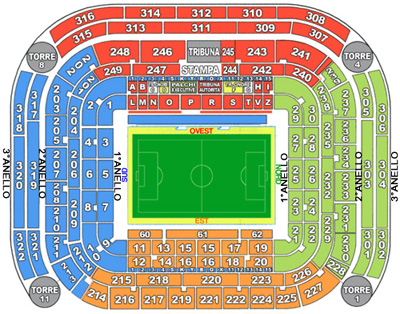 Mappa Stadio San Siro