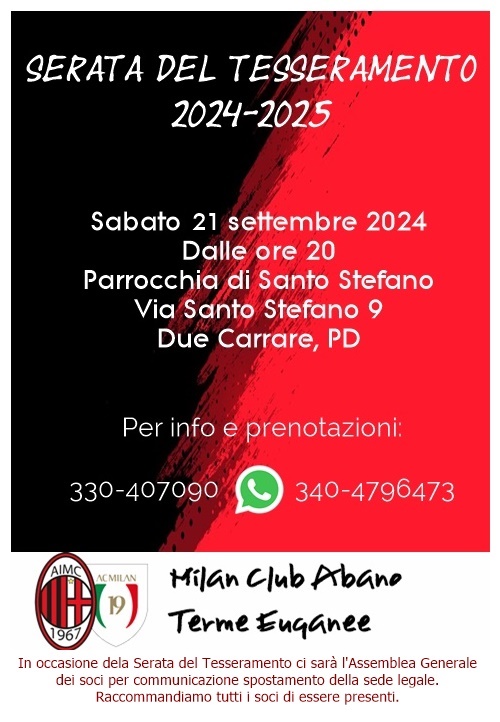 Serata del tesseramento 09 settembre 2023